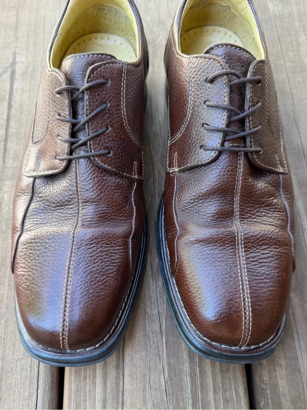 Studio Belvedere Men's Brown Bay Bridge Leather Lace-Up Derby Shoes 10.5 EEE